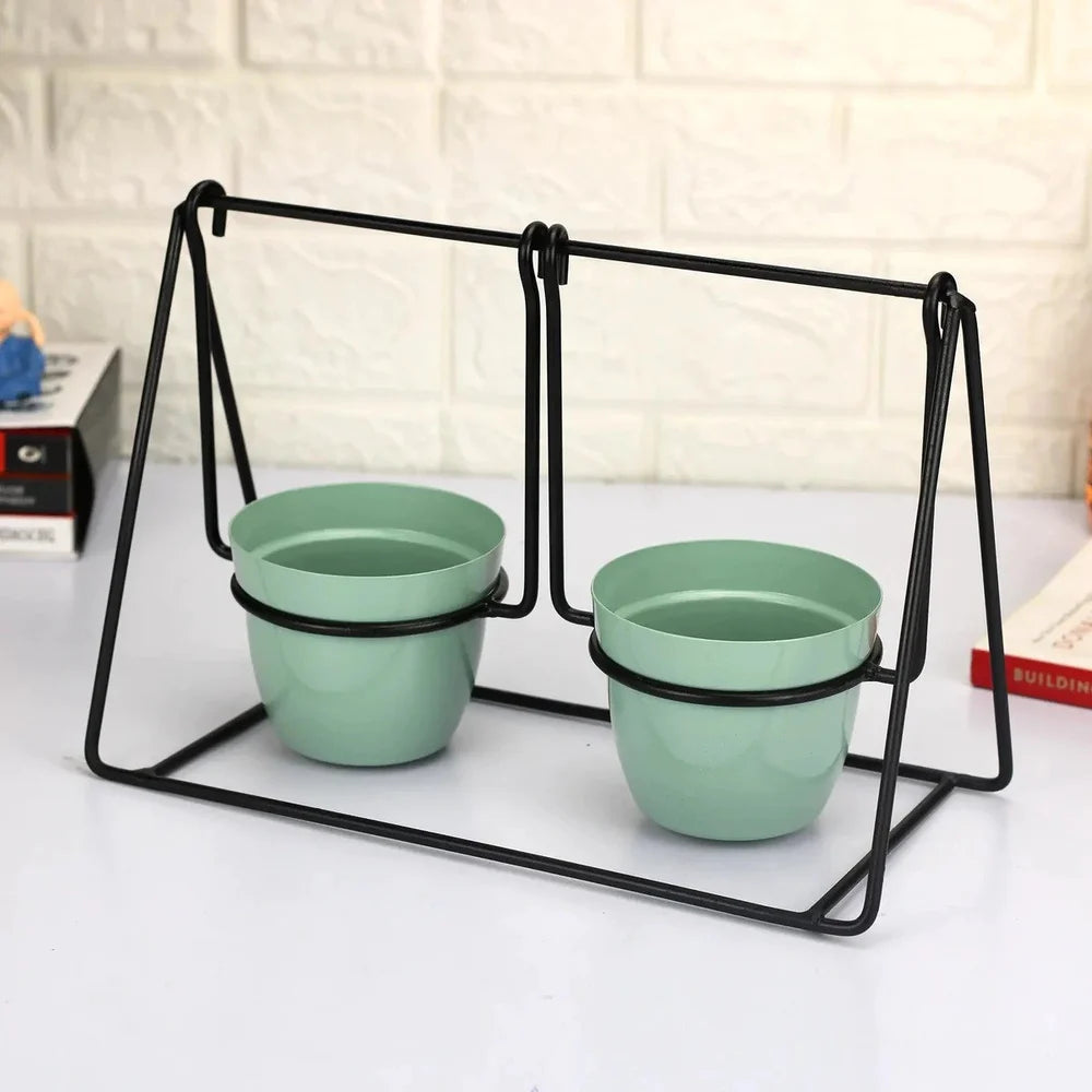 Metal Swing Planter for Indoor and Outdoor Red Color - ArtyCraftz.com