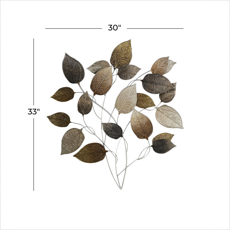 Metal Textured Multicolor Leaves Wall Art-ArtyCraftz.com