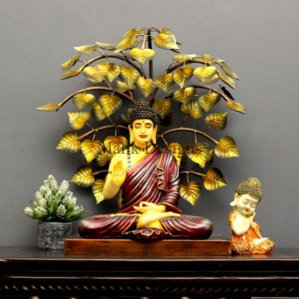 Metal Tree With Buddha Statue For Home Decor - ArtyCraftz.com