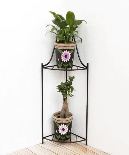 Metal Two Tier Corner Stand for Indoor and Outdoor - ArtyCraftz.com