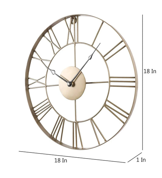 Metal Wall Decor Clock 18 inch, Gold - ArtyCraftz.com
