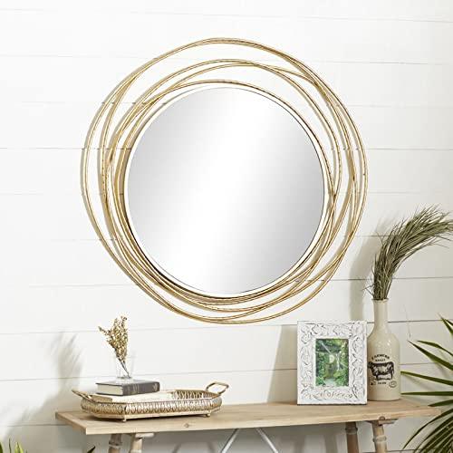 Metal Wall Mounted Golden Round Spiral Mirror - ArtyCraftz.com