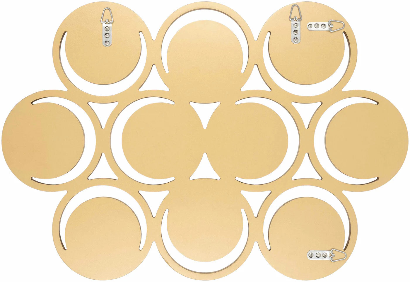 Metallic Gold 10 Circle Framed Wall Mirror