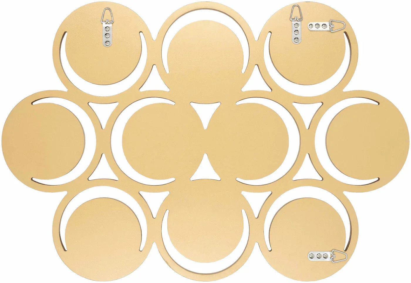 Metallic Gold 10 Circle Framed Wall Mirror