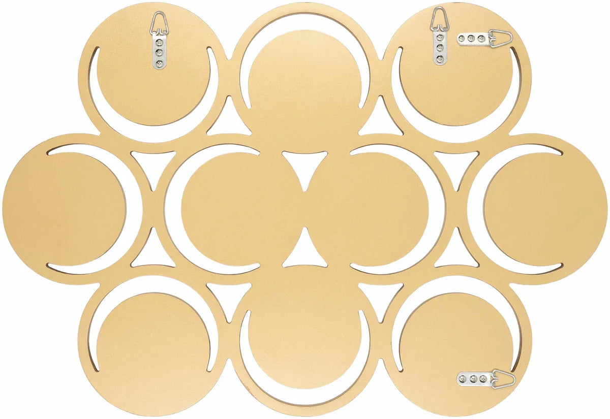 Metallic Gold 10 Circle Framed Wall Mirror