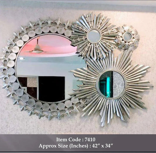 Metallic Twin Sunburst Wall Mirror - ArtyCraftz.com