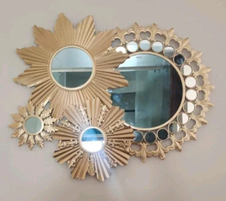 Metallic Twin Sunburst Wall Mirror - ArtyCraftz.com