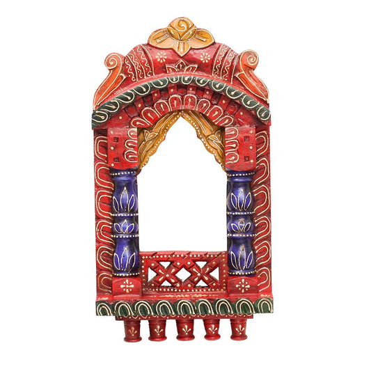 Mina Solid Wood Hand Painted Wall Hanging Jharokha