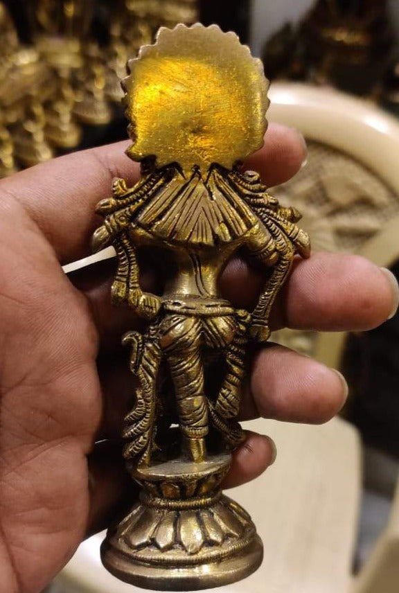 Mini Brass Krishna Flute 4.5 Inches Statue Back View-ArtyCraftz.com