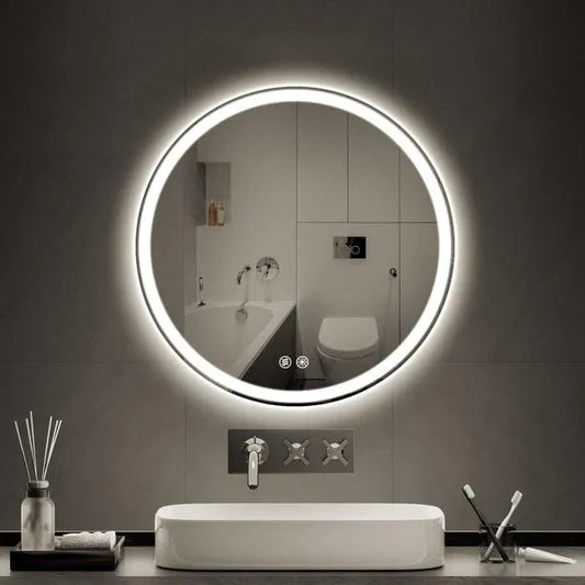 Modern Bathroom LED Lighted Round Mirror-ArtyCraftz.com