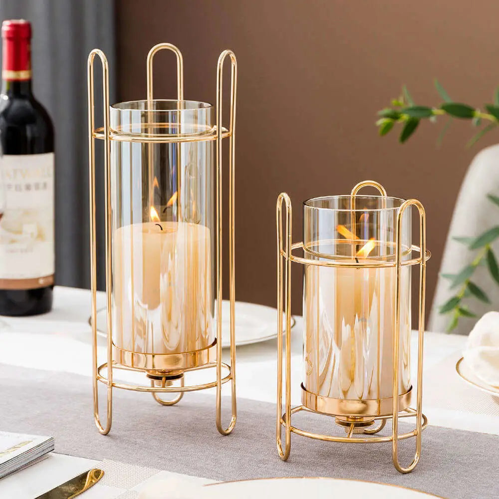 Modern Light Luxury Golden Glass Candle Holder