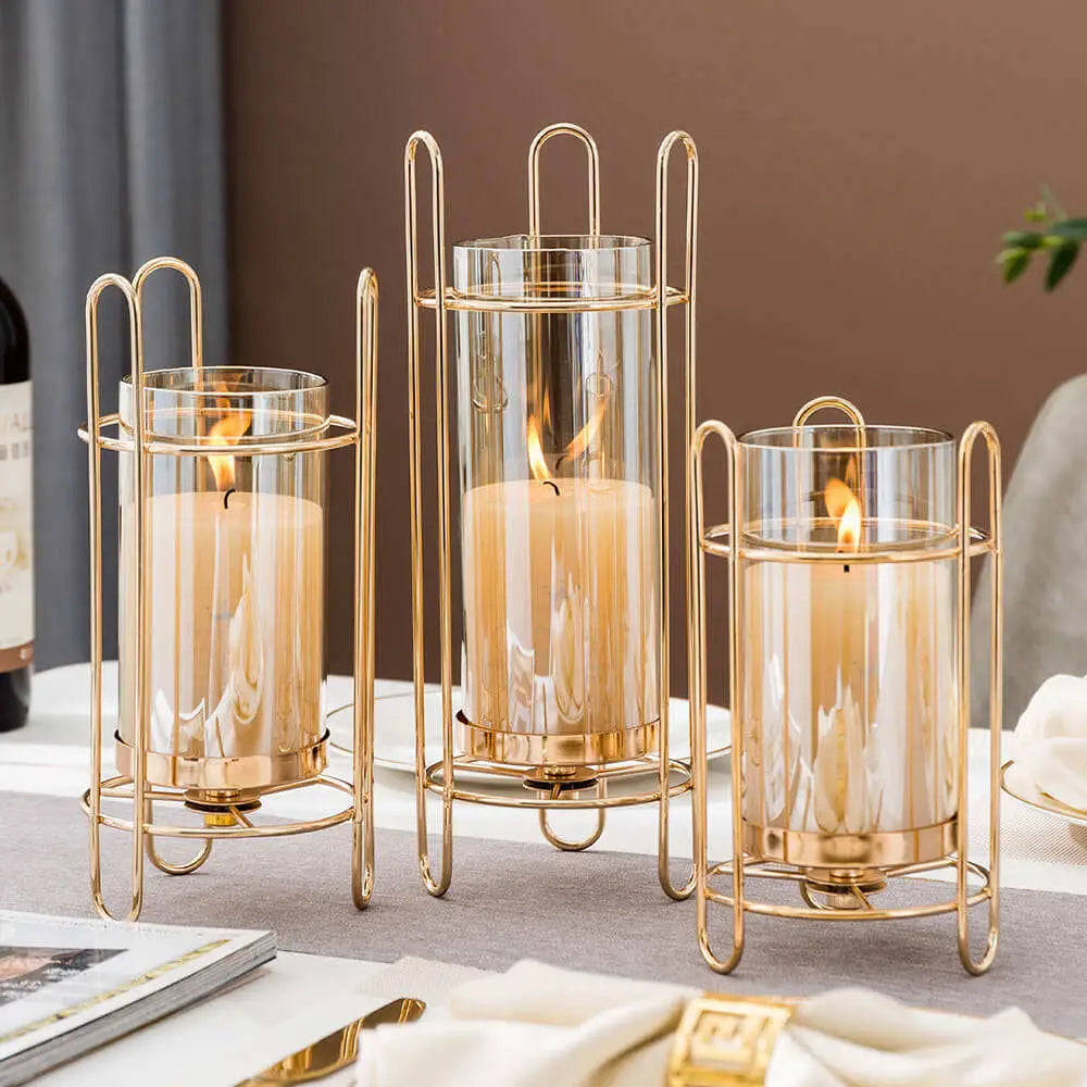 Modern Light Luxury Golden Glass Candle Holder