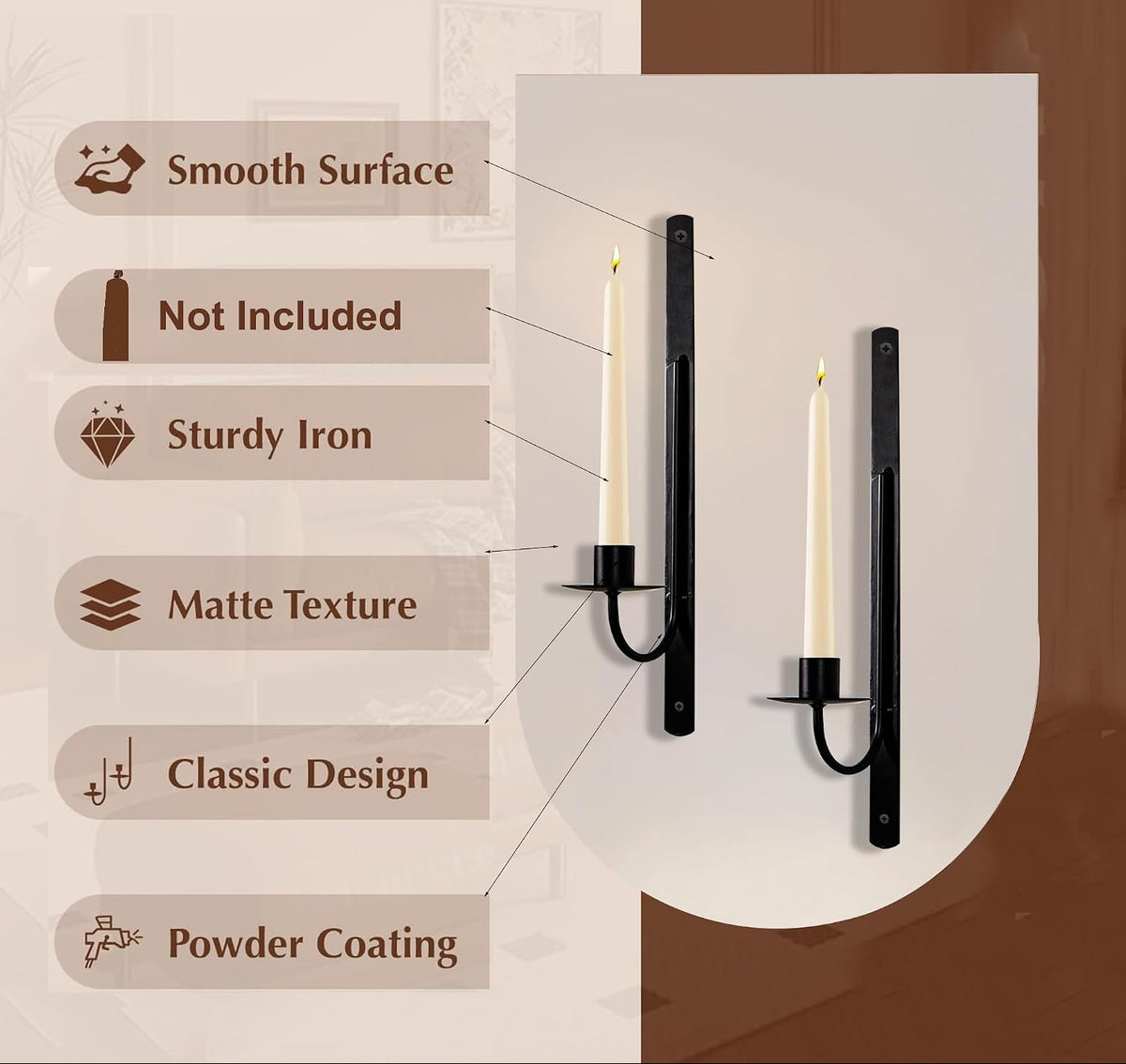 Modern Wrought Iron Wall Candle Holder-artycraftz.com