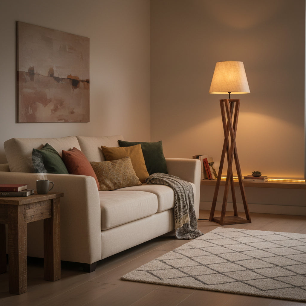 Monica Wooden Floor Lamp With Jute Lampshade-artycraftzcom