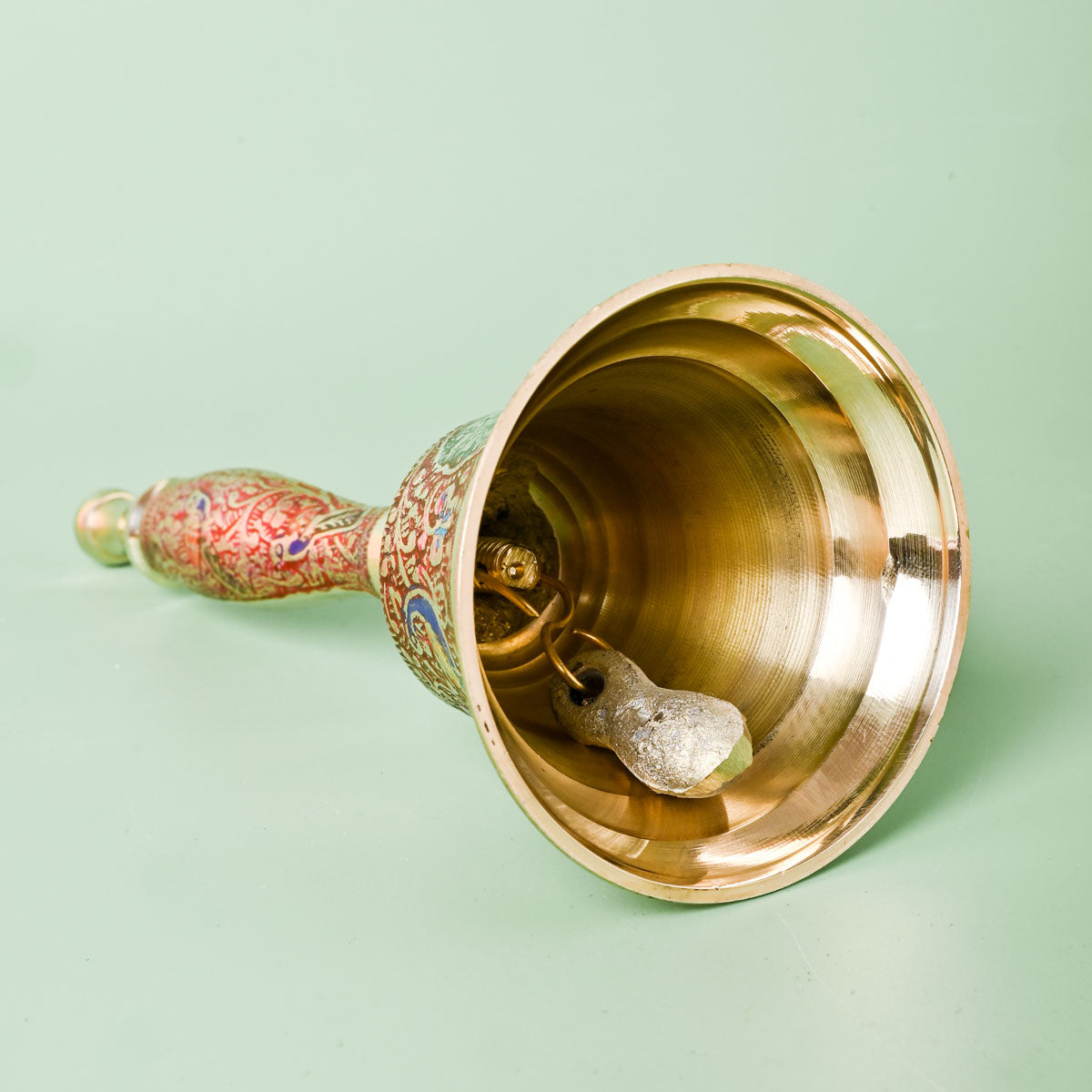 Pure Brass Puja Bell Meena/Enamel Design | Pooja Ghanti/Ghanta for Home and Temple | Prayer Bell | Pooja Mandir Bell