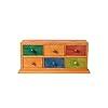 Multi coloured Wooden Chest Drawer With Parrot Carving