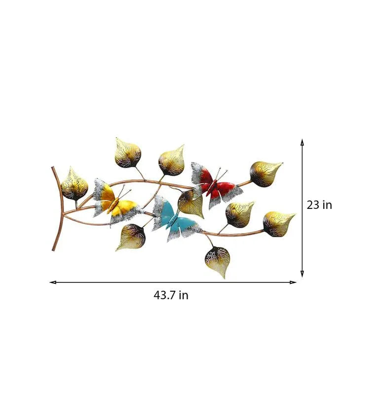 Multicolor 3D Butterfly Design with Wall Mounted Leaf Sculpture - ArtyCraftz.com