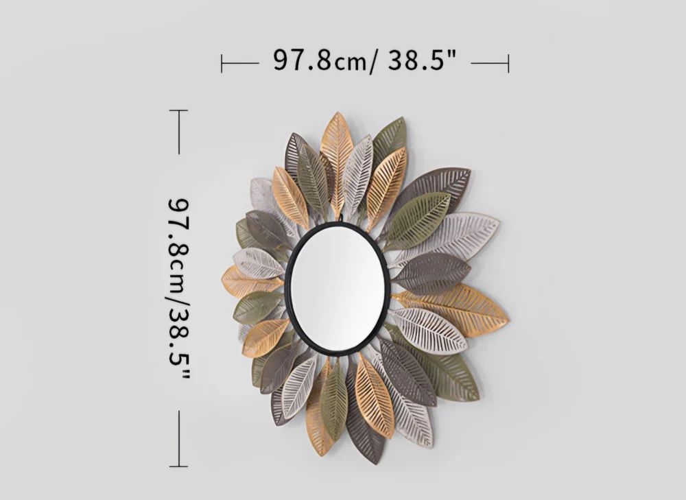Multicolor Leaf Burst Wall Mirror Measurement-ArtyCraftz.com