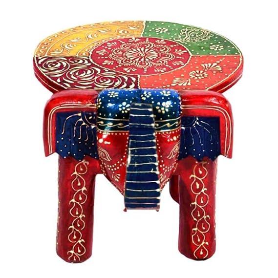 Multicolor Wooden Elephant Stool - ArtyCraftz.com