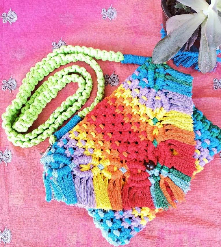 Multicolored Purse with Detachable Strap - ArtyCraftz.com