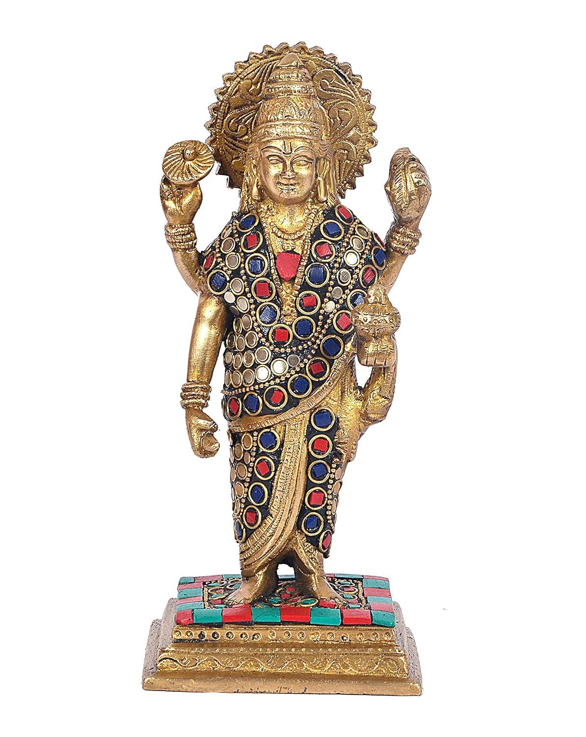 Multicolour Brass Dhanvantari Statue