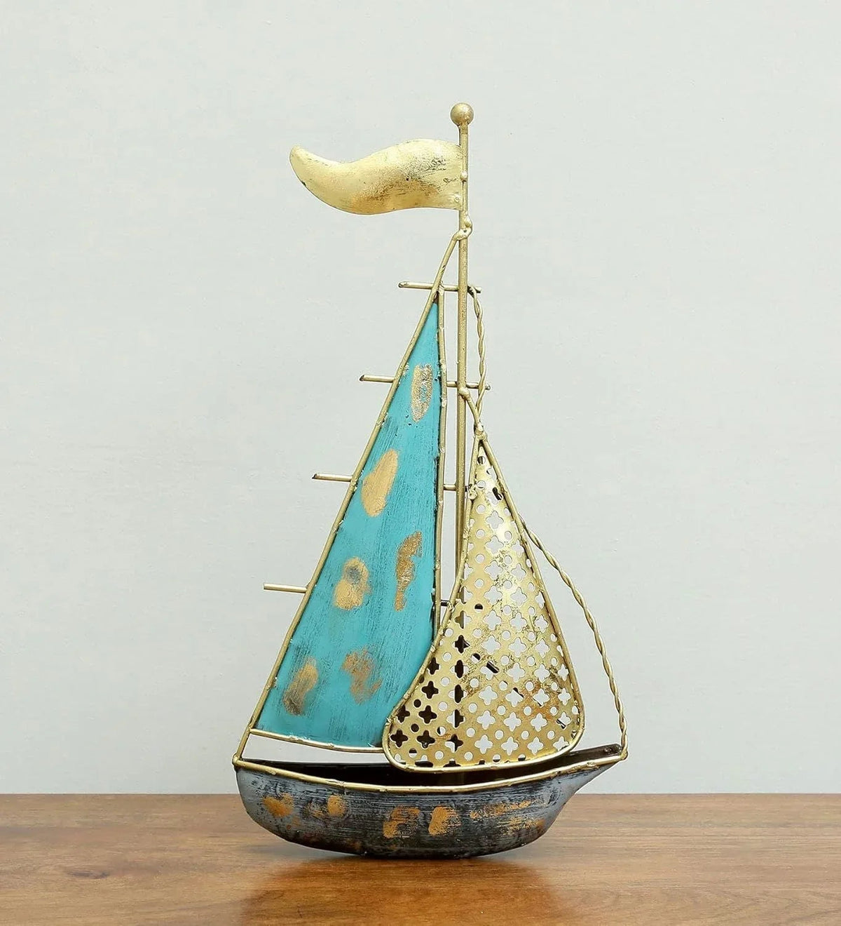 Multicolour Iron & MDF Hope Boat Ship Model Figurine Showpiece - ArtyCraftz.com