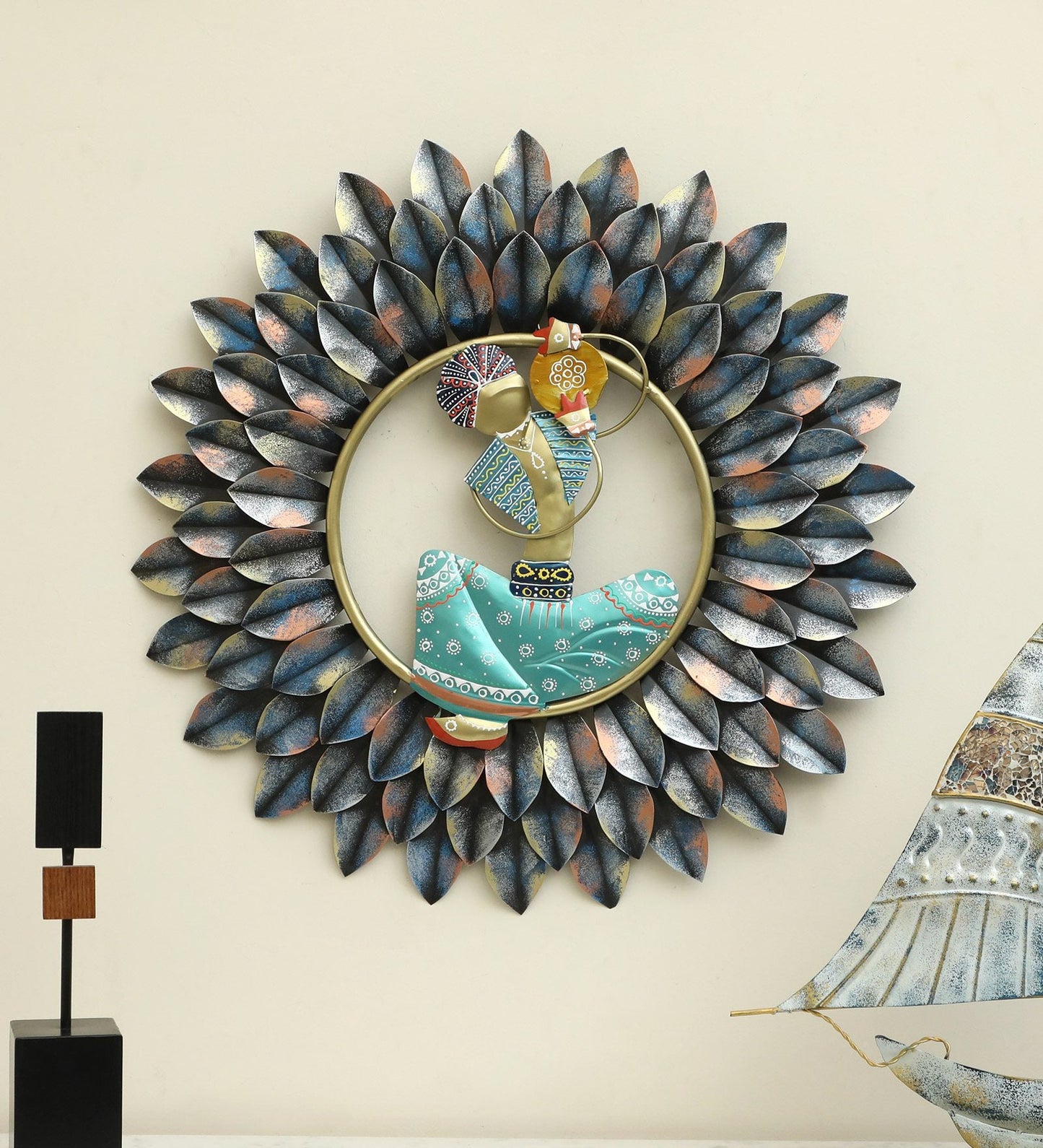Multicolour Iron Shaurya Musician Decorative Wall Art
