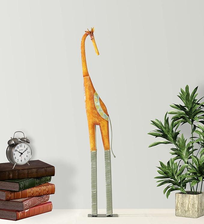 Multicolour Metal Giraffe Figurine Showpiece