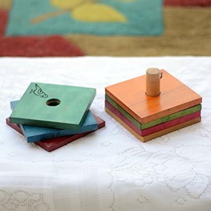 Multicolured Parrot Carving Wooden Coasters Set Hole - Wooden Table Coaster - ArtyCraftz.com