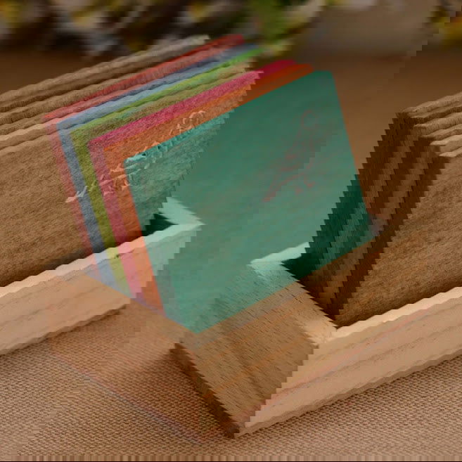 Multicolured Parrot Carving Wooden Tea Coasters Set - Wooden Table Coaster - ArtyCraftz.com