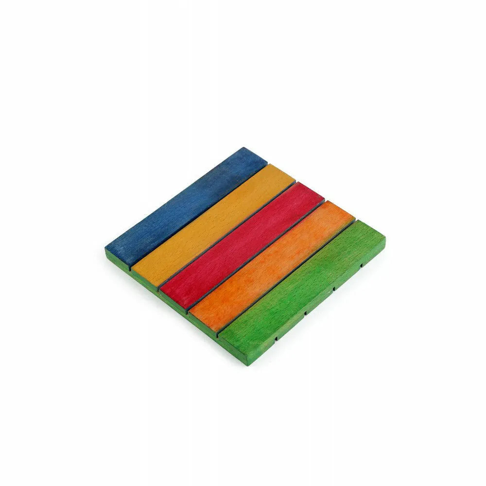 Multicolured Wooden Trivets Set Of 2 - Wooden Tea / Coffee Coaster-ArtyCraftz.com