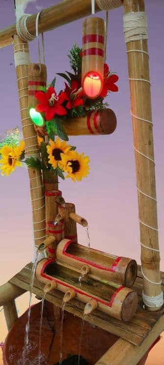 Multiple Water Flow with Lights Bamboo Fountain - ArtyCraftz.com