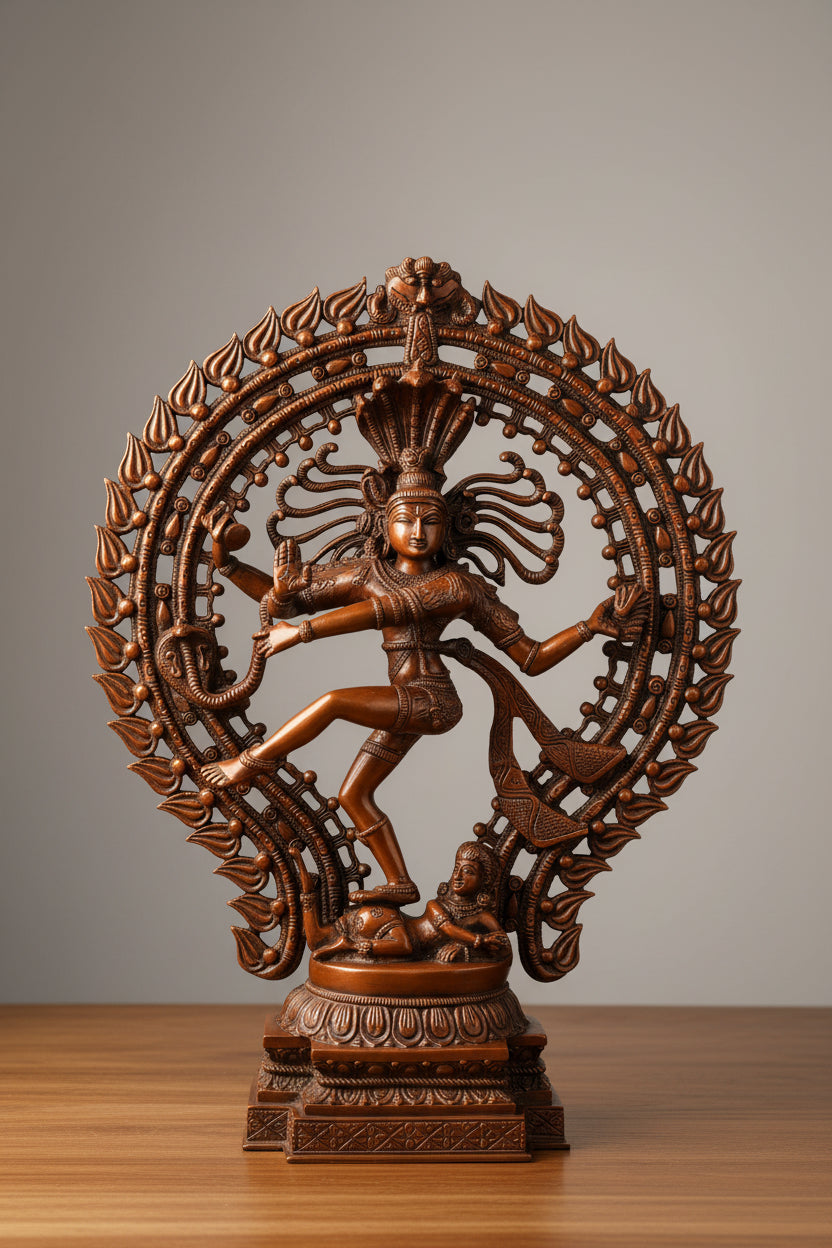 Nataraja Statue – Lord Shiva Dancing Idol in Copper Red Finish, 53.34 cm-artycraftz.com
