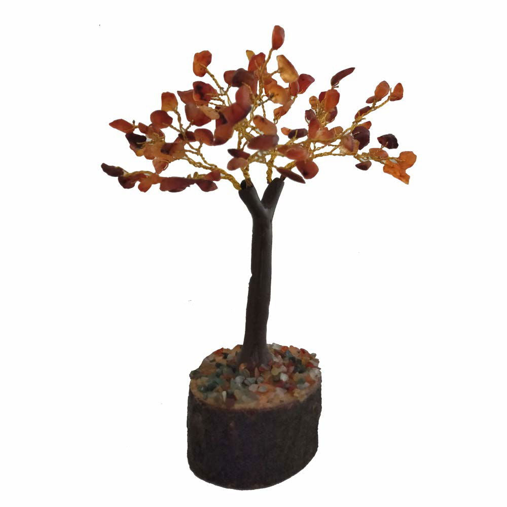 Natural Multicolor Healing Gemstone Crystal Bonsai Fortune Tree for Good Luck(Red Carnelian - Rubber, 100 Beads) - ArtyCraftz.com