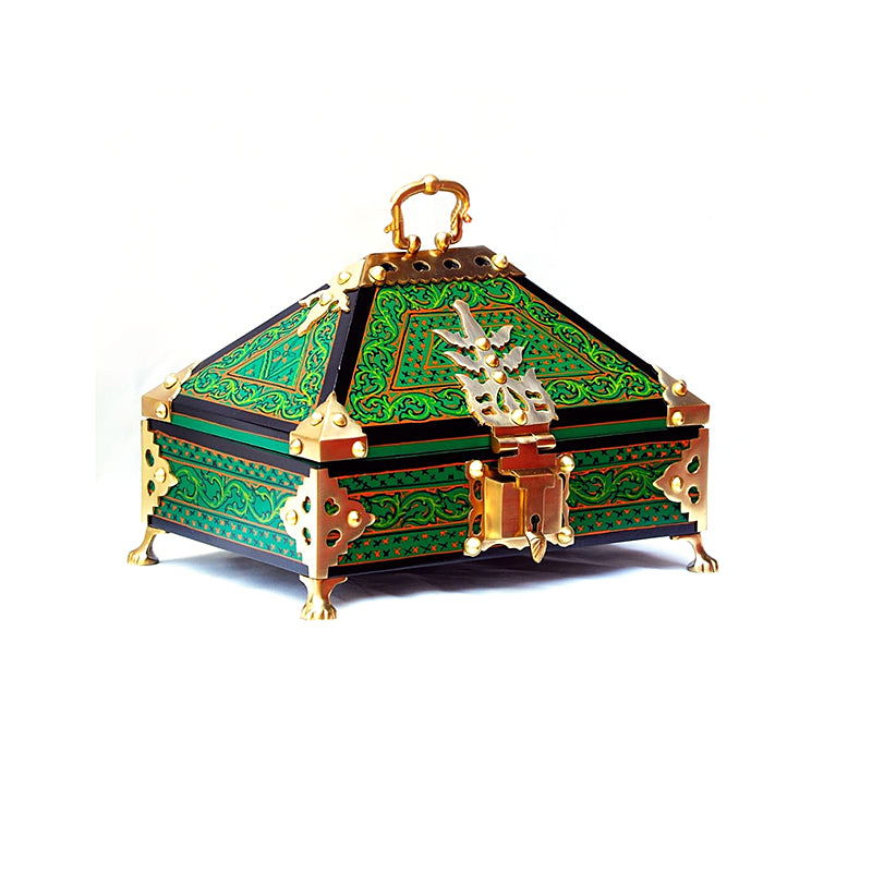 Nettoor Petti with Green Mural Paint Mahagoni Big Wooden Jewel Box - ArtyCraftz.com