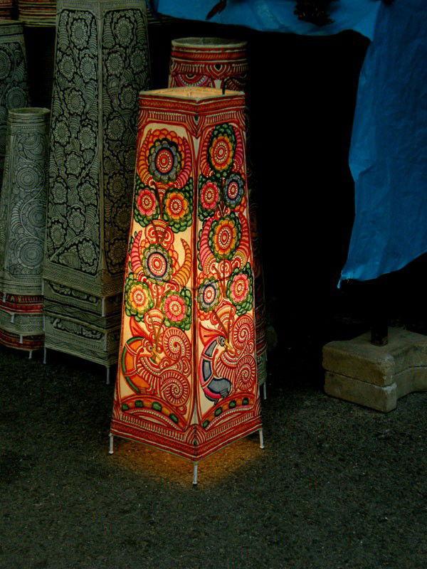 Nimmalakunta Floral Mandala Paisley Peacock Leather Lamp - ArtyCraftz.com