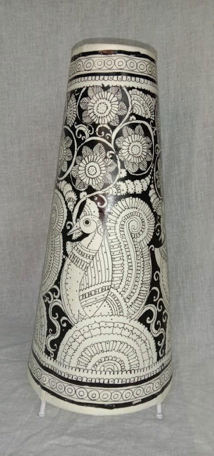 Nimmalakunta White Peacock Conical Leather Lamp Shade-ArtyCraftz.com