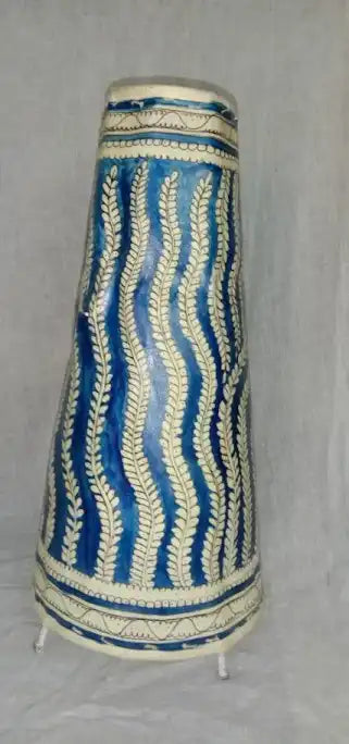 Nimmalakunta White leaves string in Blue Leather lamp Shade