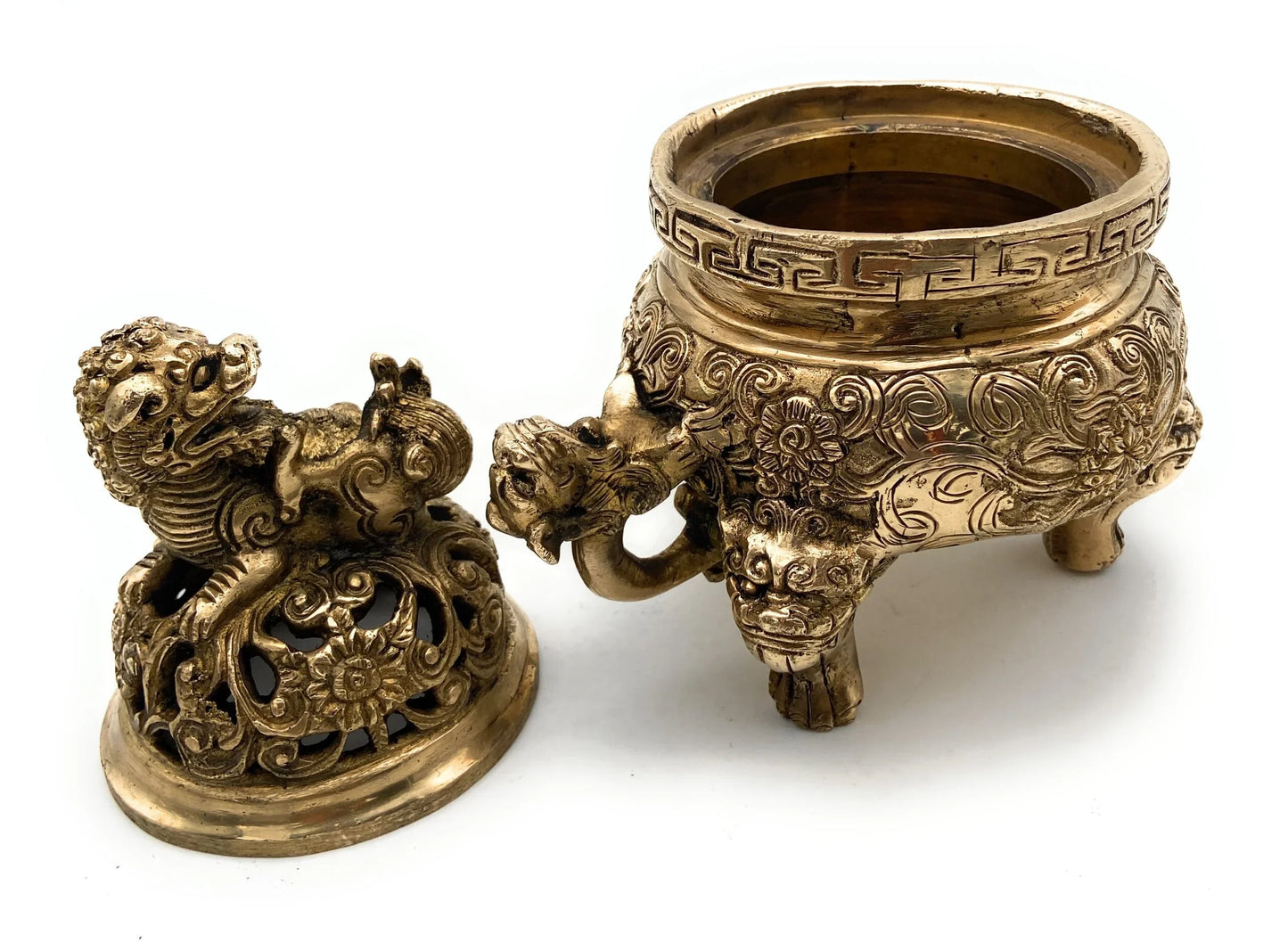 Bhunes Brass Decorative Dragons Bowl With Three Legs