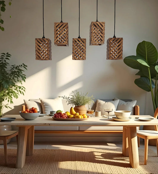 Oblique Brown 5 Series Hanging Lamp - ArtyCraftz.com