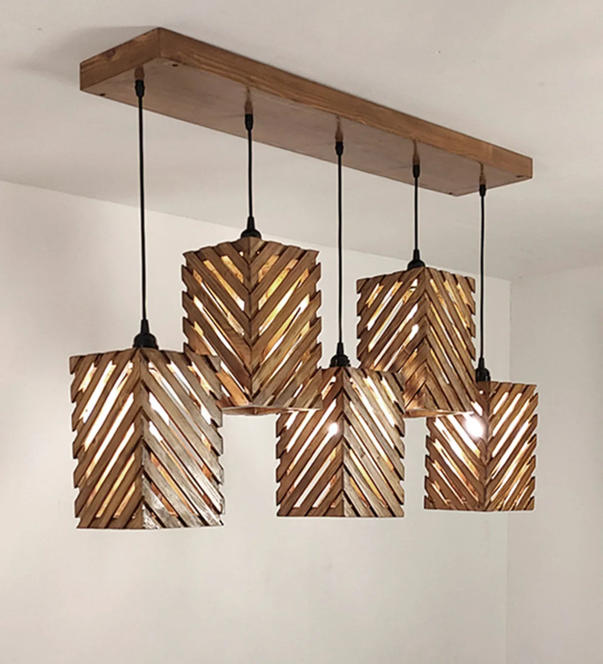 Oblique Brown 5 Series Hanging Lamp - ArtyCraftz.com