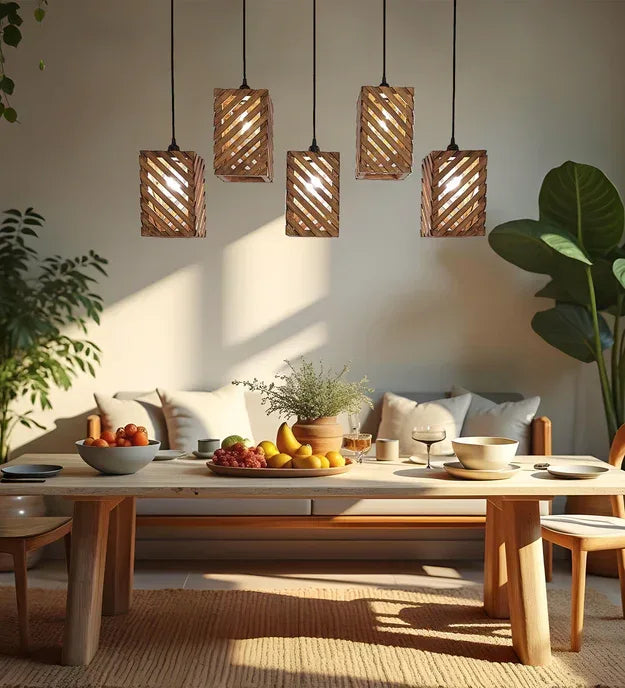 Oblique Brown 5 Series Hanging Lamp - ArtyCraftz.com