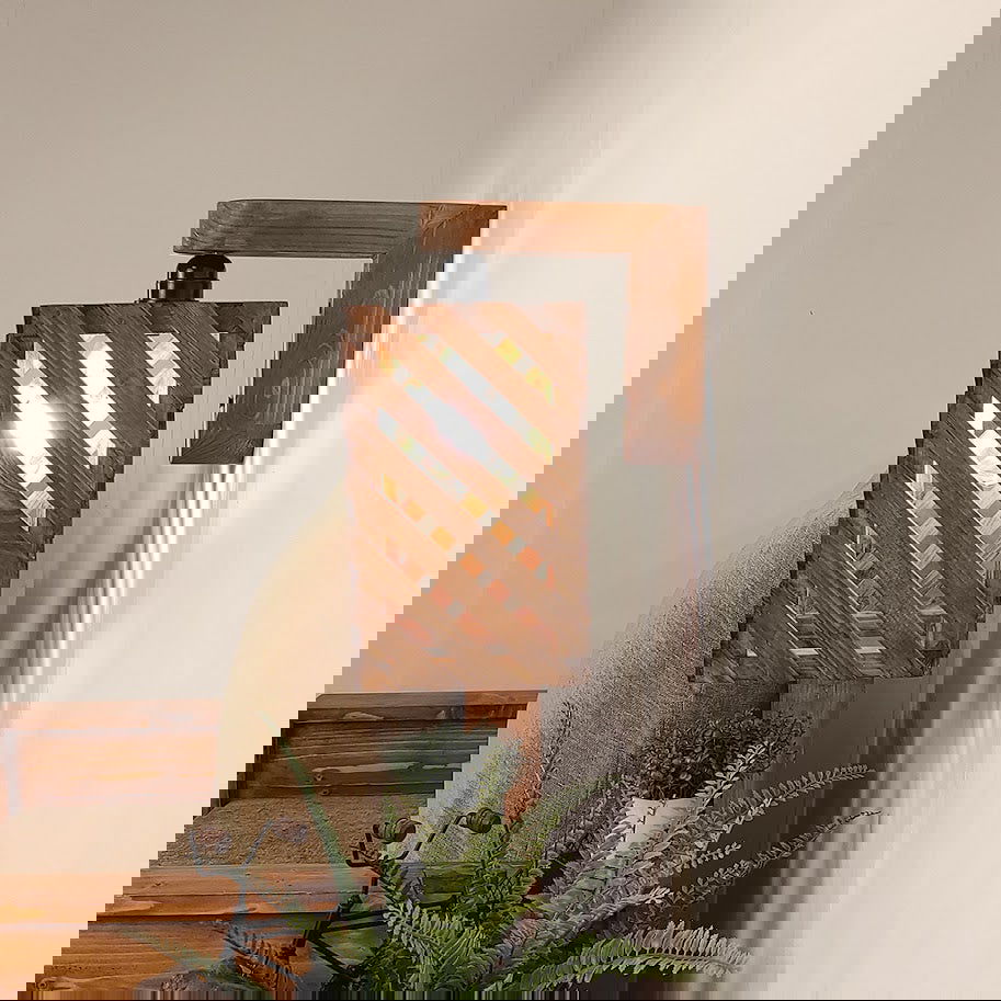 Oblique Brown Wooden Wall Light - ArtyCraftz.com