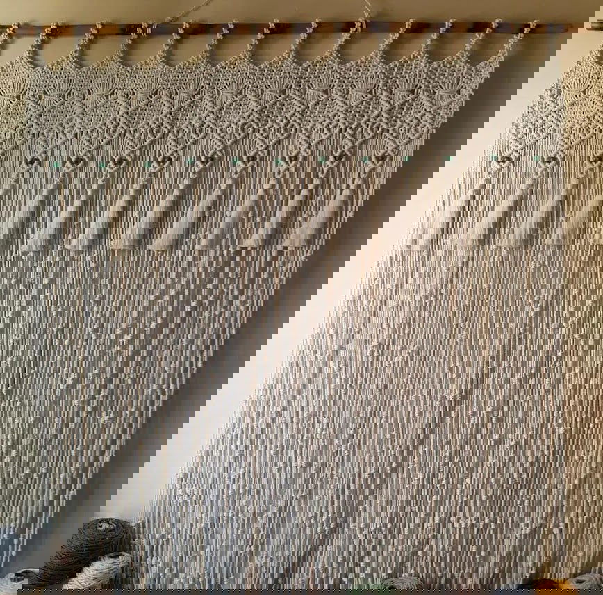 Off White Cotton 60"*72"Inches Wall Hanging long Macrame Curtain - ArtyCraftz.com