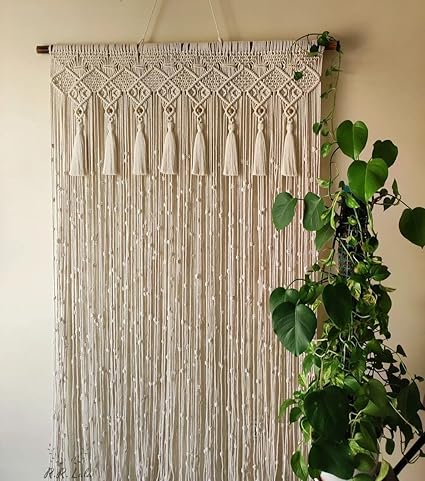 Off White Cotton 30"*72"Inches Wall Hanging long Macrame Curtain