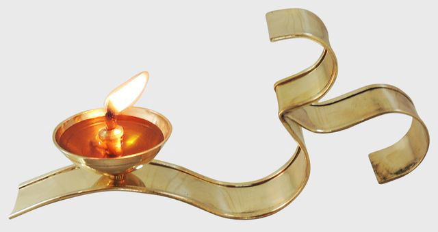 Om Shape Diya Oil Lamp - ArtyCraftz.com