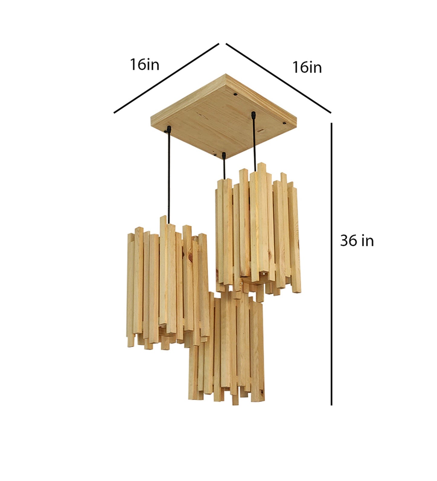 Palisade Beige Wooden Cluster Pendant Lamp-ArtyCraftz.com