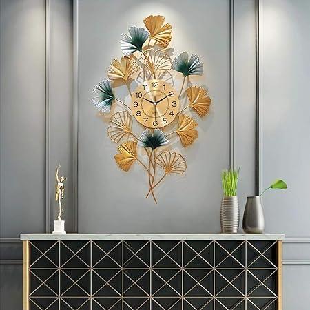 Palm leaves Iron Metal Wall Hanging Clock For Living Room & Home Decoration - ArtyCraftz.com