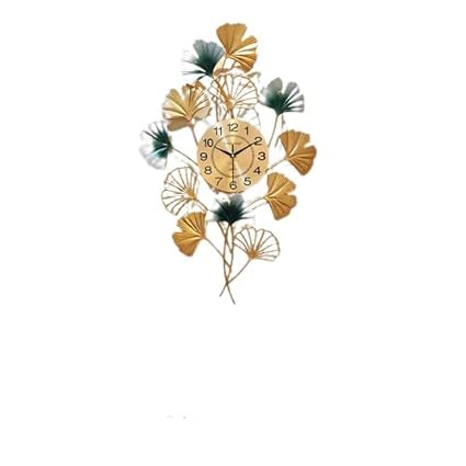 Palm leaves Iron Metal Wall Hanging Clock For Living Room & Home Decoration - ArtyCraftz.com