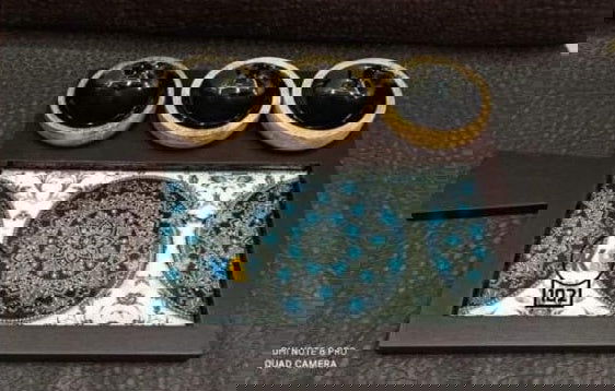 Handmade Black Blue Floral Wooden Dosa Wooden Pizza Platter / Pan with 3 Cups - ArtyCraftz.com